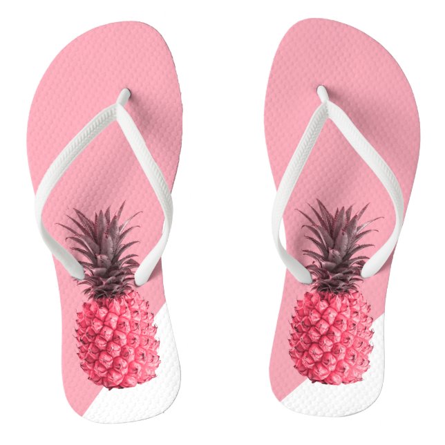 Chanclas Piña rosada y blanca tropical femenina linda (Plantilla)