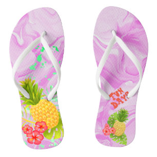 Chanclas Pineapple Agate Tropical Rosado Flip Flops