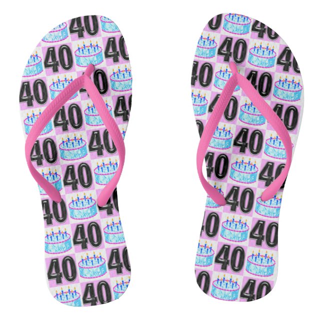 CHANCLAS PINK 40TH BIRTHDAY CAKE FLIP FLOPS (Plantilla)