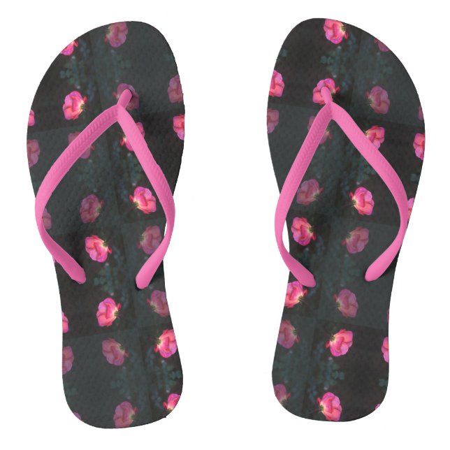 Chanclas Pink Rose Pattern with Pink Strap (Plantilla)