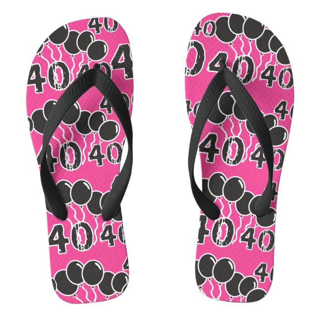 Chanclas PINK y NEGRO 40 cumpleaños - Bday de 40 años (Plantilla)