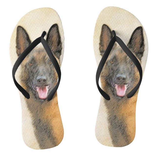 Chanclas Pintura belga malinois - Arte de perro original (Plantilla)