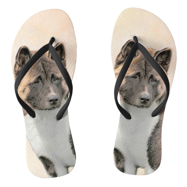 Chanclas Pintura de Akita - Arte de Perro Original. (Plantilla)