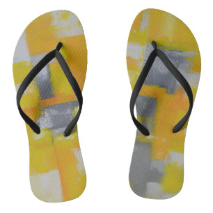 Chanclas pintura de arte abstracto gris amarillo