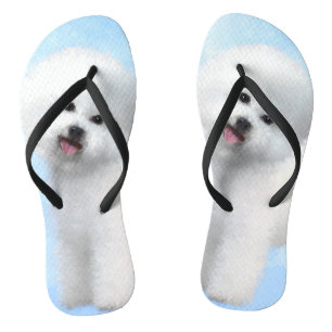 Chanclas Pintura de Bichon Frise - Arte de Perro Original.