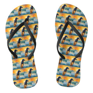 Chanclas Pintura de Bluetick Coonhound Beach Surfing