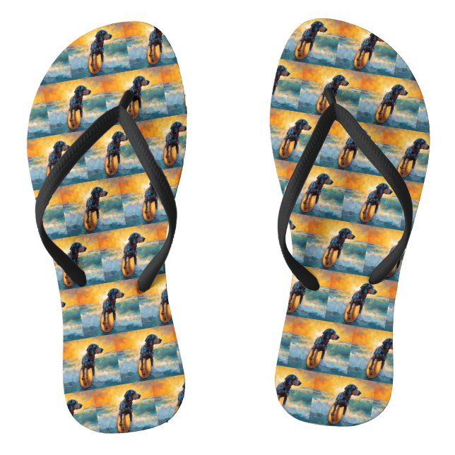Chanclas Pintura de Bluetick Coonhound Beach Surfing (Plantilla)