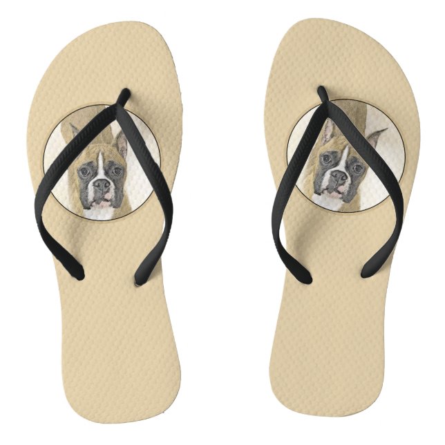 Chanclas Pintura De Boxer - Arte De Perro Original Cuto (Plantilla)