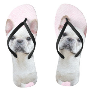 Chanclas Pintura de Bulldog francés (crema/blanco) - Arte d