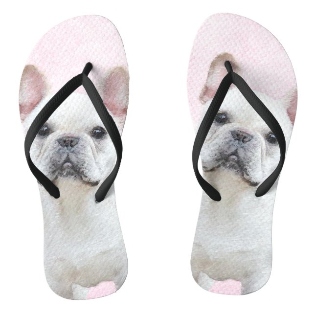 Chanclas Pintura de Bulldog francés (crema/blanco) - Arte d (Plantilla)