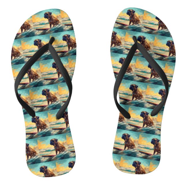 Chanclas Pintura de Bullmastiff Beach Surfing (Plantilla)