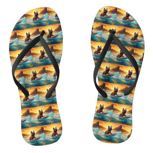 Chanclas Pintura de Cairn Terrier Beach Surfing (Plantilla)