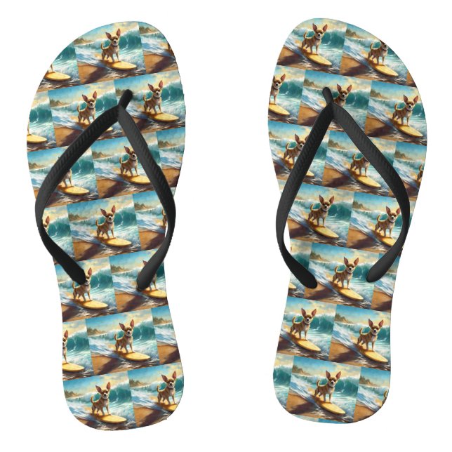 Chanclas Pintura de Chihuahua Beach Surfing (Plantilla)