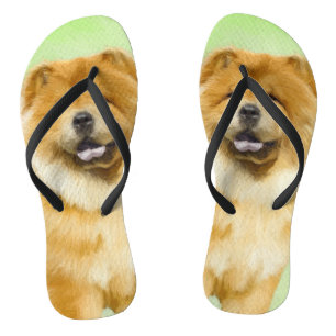 Chanclas Pintura de Chow Chow - Arte Perro Original.