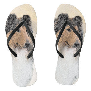 Chanclas Pintura de Collie (Rough) - Arte de Perro Original