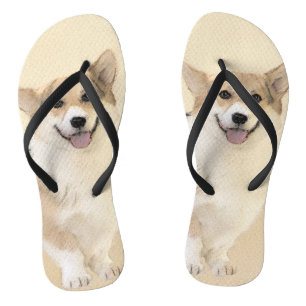 Chanclas Pintura de Corgi galés de Pembroke - Arte Perro Or