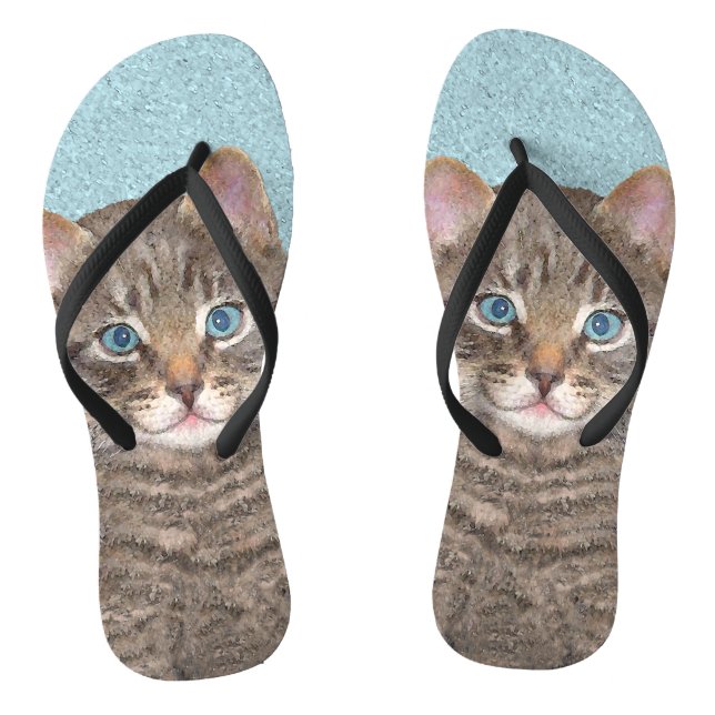Chanclas Pintura de gatos en la mesa gris - Arte de gatos o (Plantilla)