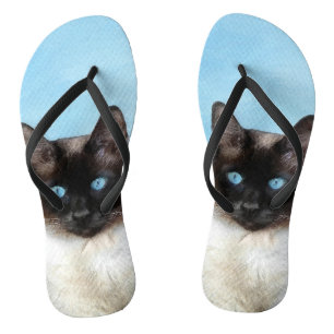 Chanclas Pintura de gatos siamesa - Arte de gatos original