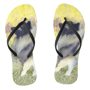 Chanclas Pintura de Keeshond Aspen - Arte Perro Original Cu
