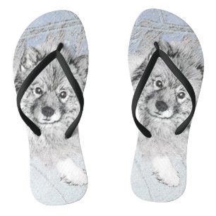 Chanclas Pintura de Keeshond Beth - Arte de Perro Original.