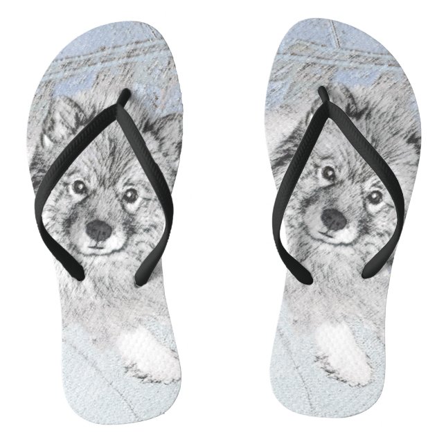 Chanclas Pintura de Keeshond Beth - Arte de Perro Original. (Plantilla)