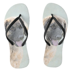 Chanclas Pintura de Leonberger - Arte de Perro Original.