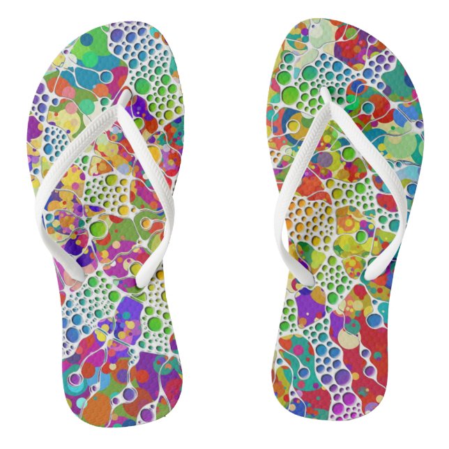 Chanclas Pintura de mano de puntos coloridos espirales 2 (Plantilla)