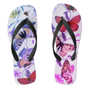 Chanclas Pintura de mariposa púrpura y polilla vintage
