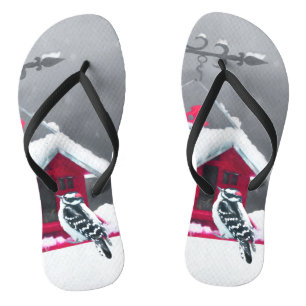 Chanclas Pintura de pájaro lechoso - Arte original de pájar