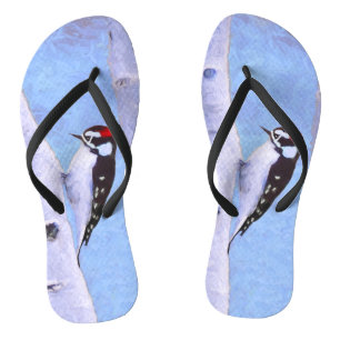 Chanclas Pintura de pájaro lechoso - Arte original de pájar