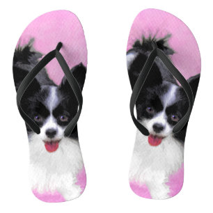 Chanclas Pintura de papilón (blanco y negro) - Arte de perr