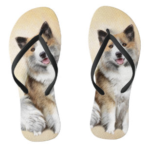 Chanclas Pintura de Perro Islandés - Arte Original de Perro