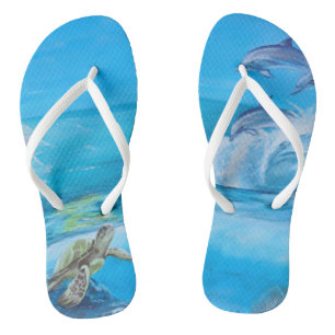 Chanclas Pintura de playa y vida marina