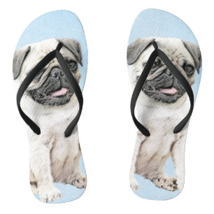 Chanclas Pintura de pug - Arte de perro original lindo