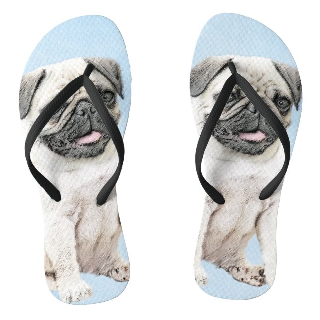 Chanclas Pintura de pug - Arte de perro original lindo (Plantilla)