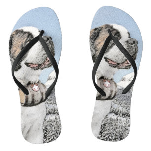 Chanclas Pintura de San Bernardo - Arte de Perro Original.