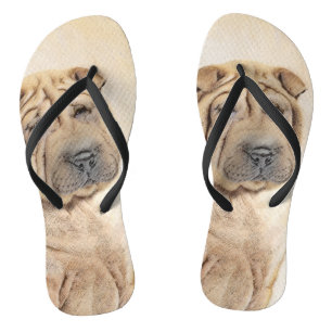Chanclas Pintura de Shar Pei - Arte de perro original lindo