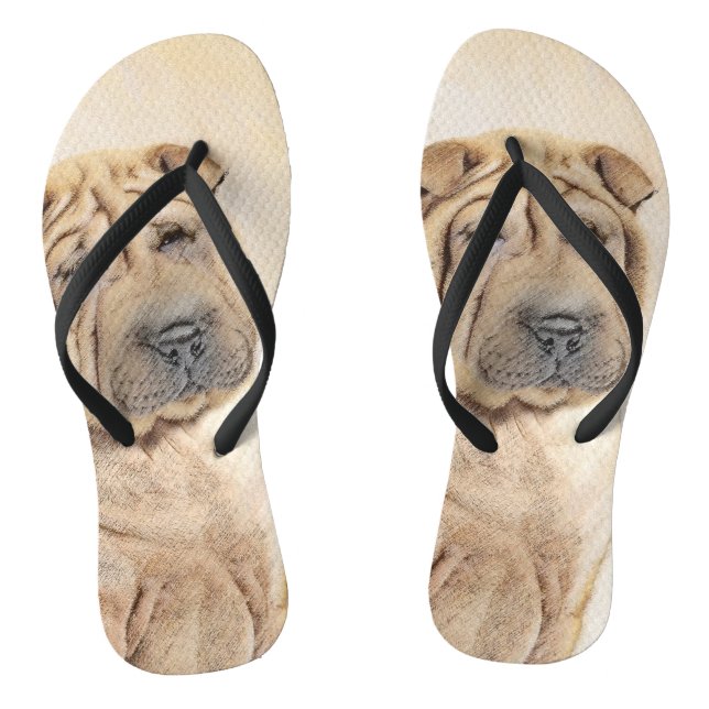 Chanclas Pintura de Shar Pei - Arte Perro Original Cuto (Plantilla)