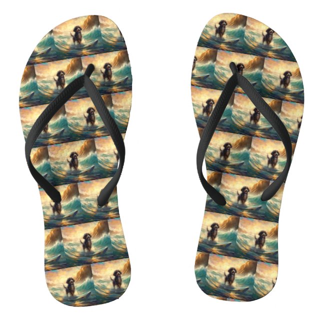 Chanclas Pintura de surf de Bernedoodle Beach (Plantilla)