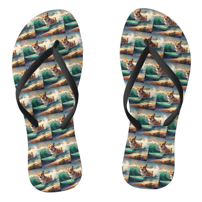 Chanclas Pintura de surf de Corgi Beach (Plantilla)