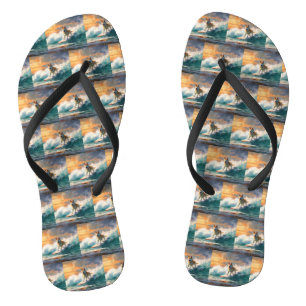 Chanclas Pintura de surf en la playa Akita
