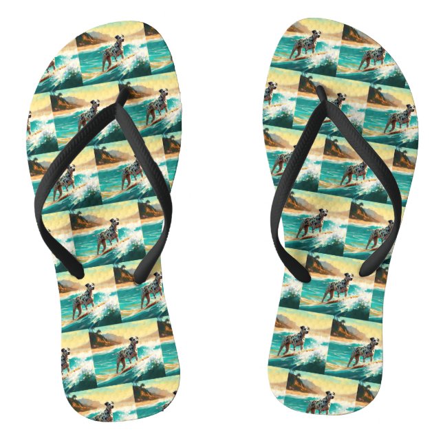 Chanclas Pintura de surf en la playa dálmata  (Plantilla)