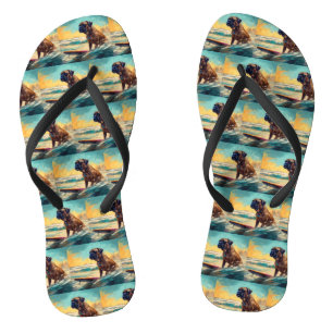 Chanclas Pintura de surf en la playa de Bullmastiff