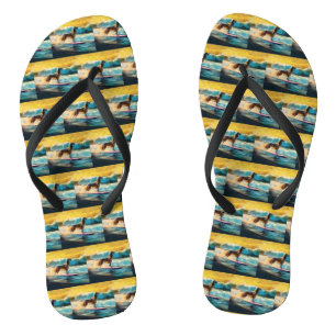 Chanclas Pintura de Surf en la Playa de Lebrel Afgano