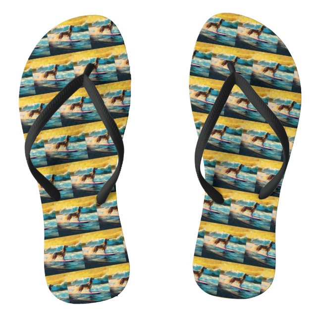 Chanclas Pintura de Surf en la Playa de Lebrel Afgano (Plantilla)