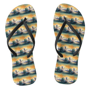 Chanclas Pintura de surf en la playa del esquimal americano