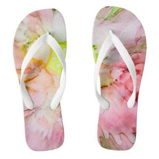 Chanclas Pintura de tinta de alcohol de flor rosa