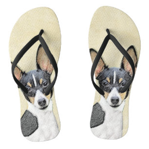 Chanclas Pintura de Toy Fox Terrier - Arte de Perro Origina