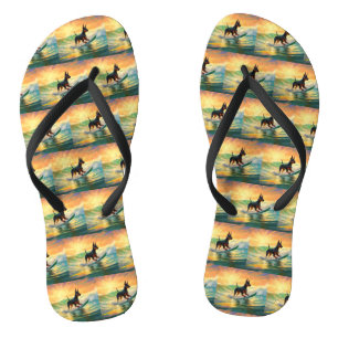 Chanclas Pintura Doberman Beach Surfing