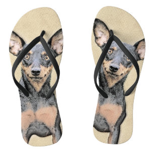 Chanclas Pintura en miniatura de Pinscher con arte original